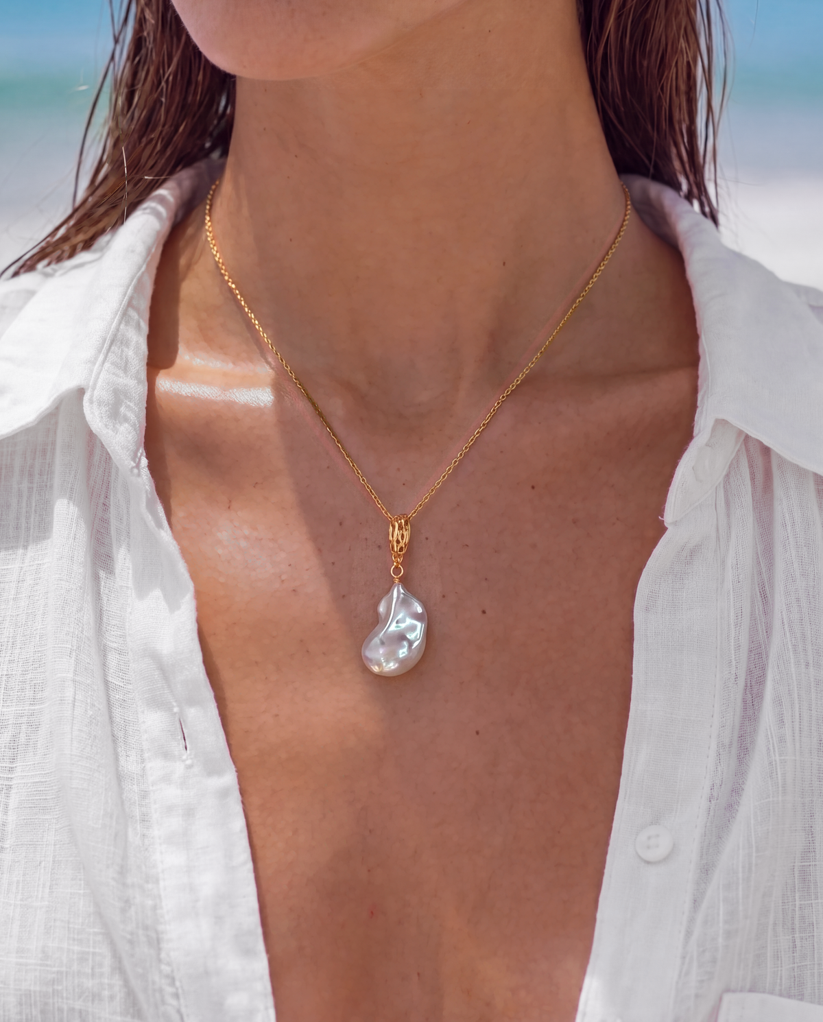 Liora Clasp Necklace worn by model
