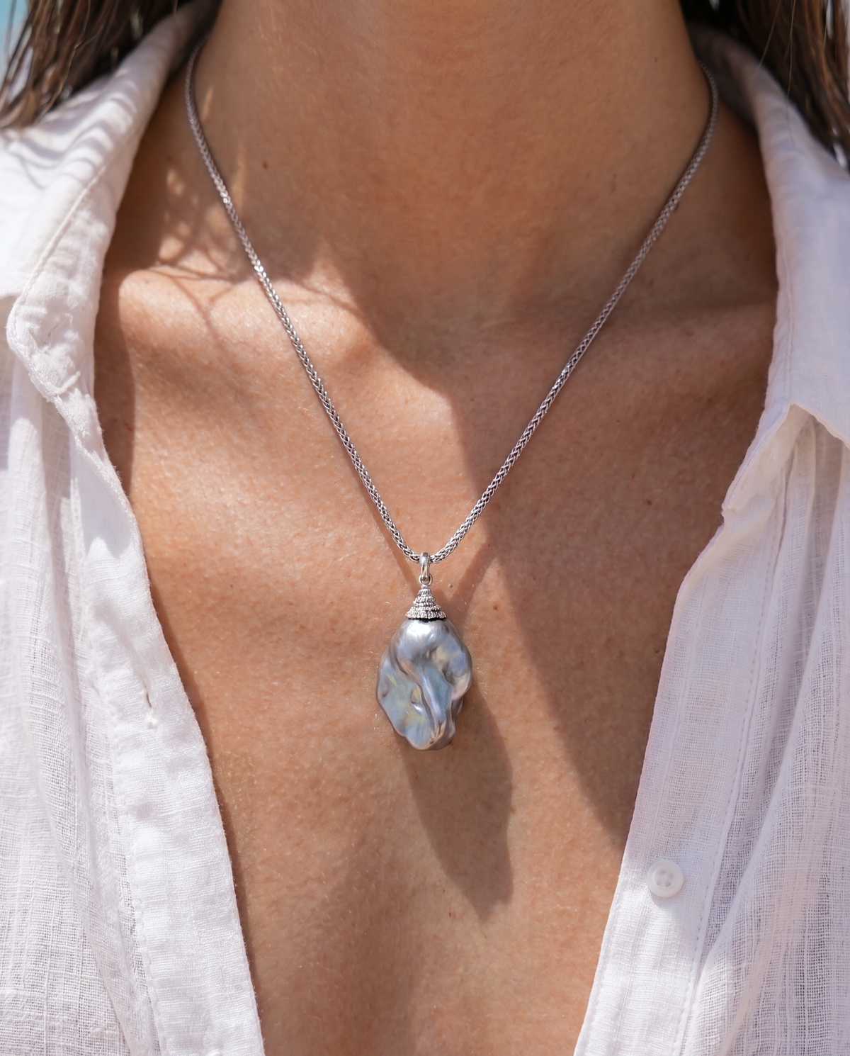 Tidescape Pendant Necklace worn by model