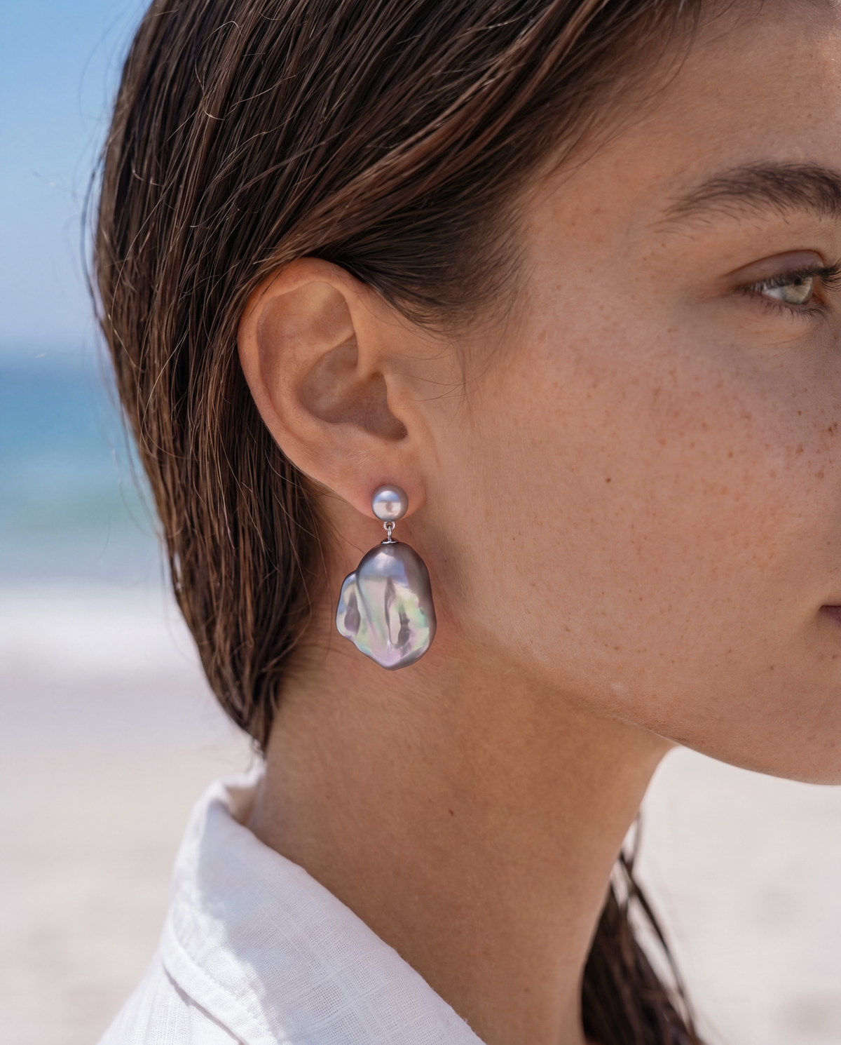 Tidescape Drop Earrings worn by model