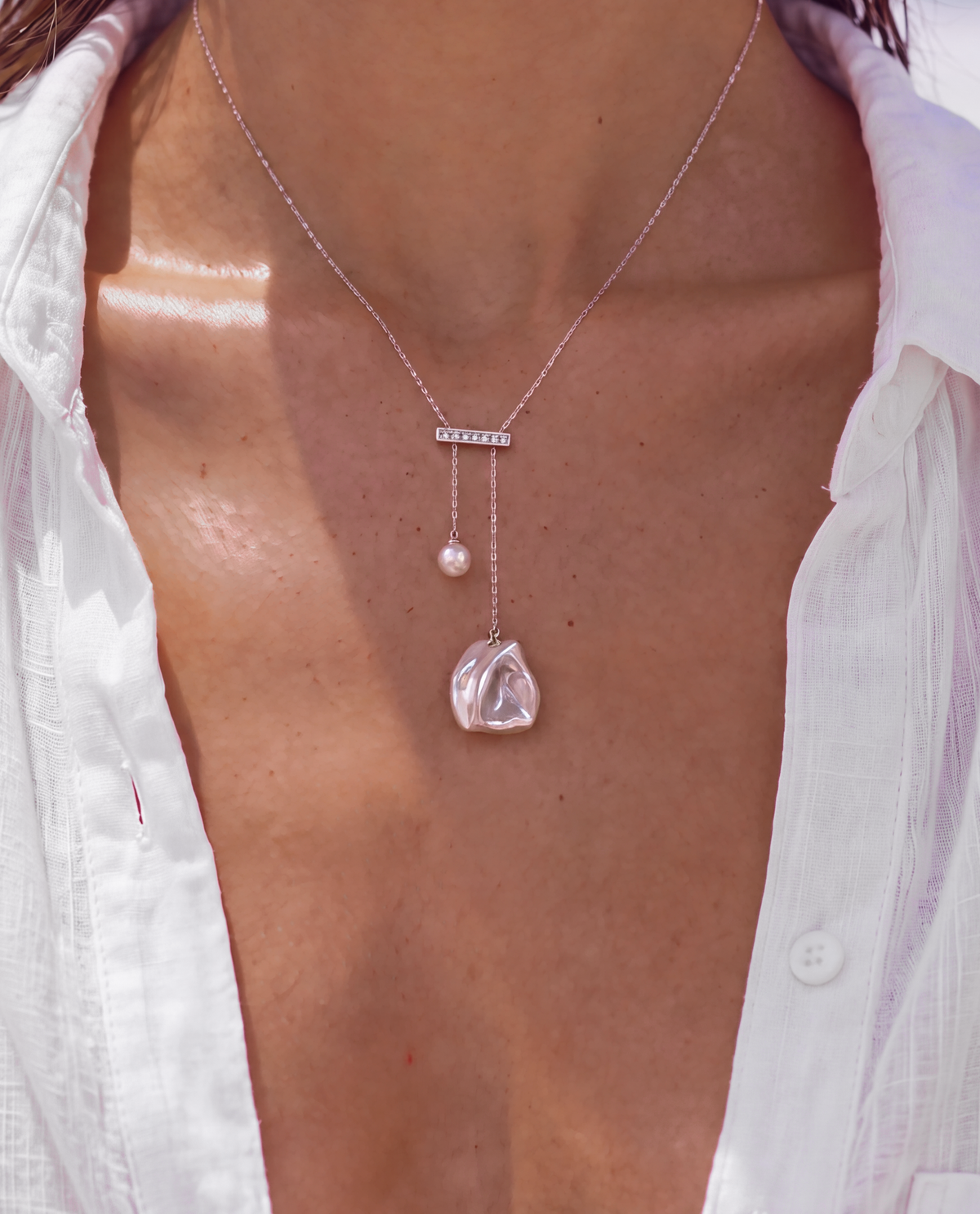 Equira Necklace worn by model