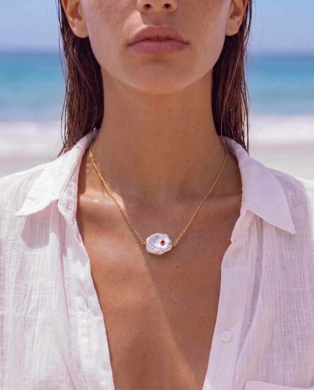 Calyra Necklace worn by model
