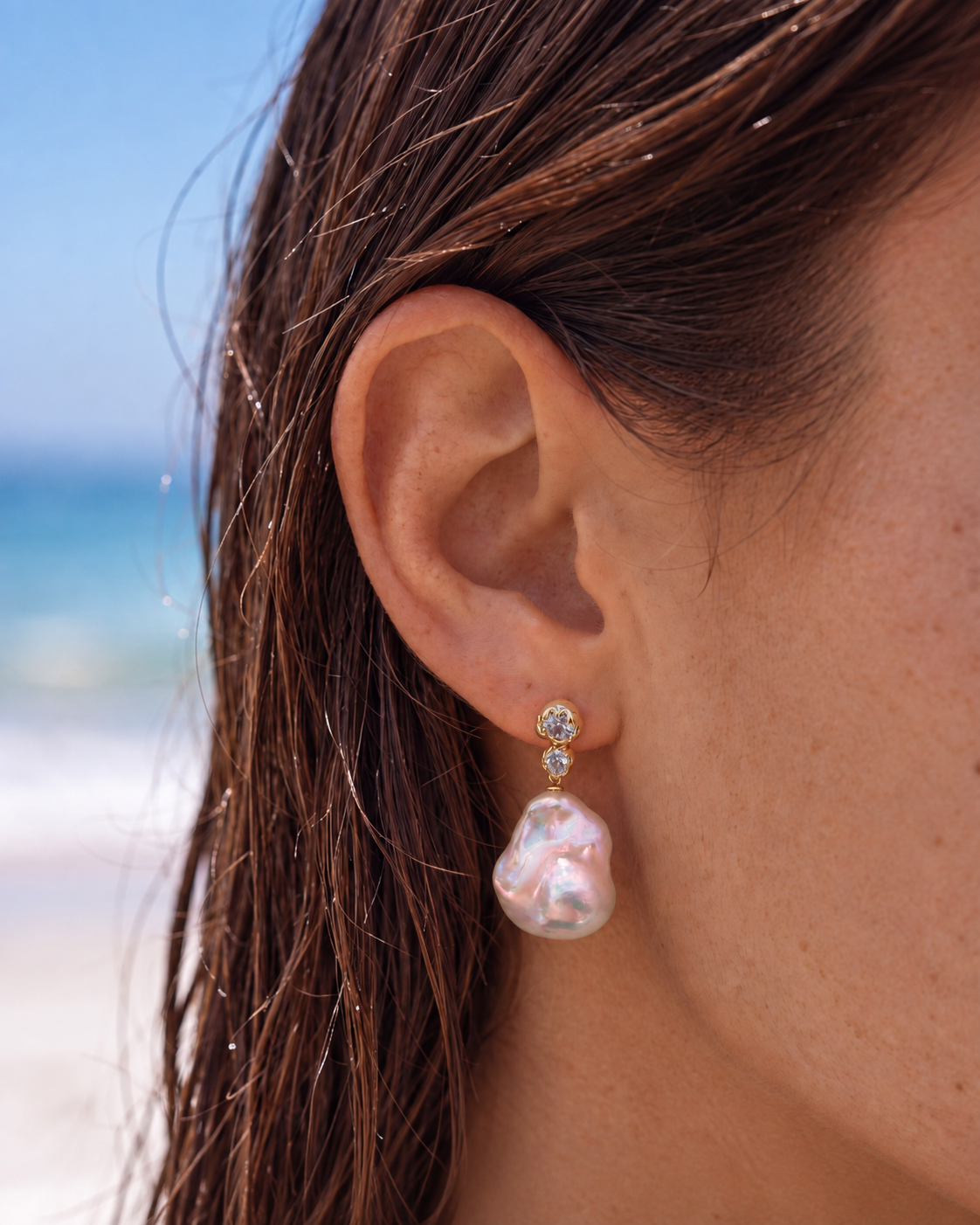Lumera Earrings worn by model
